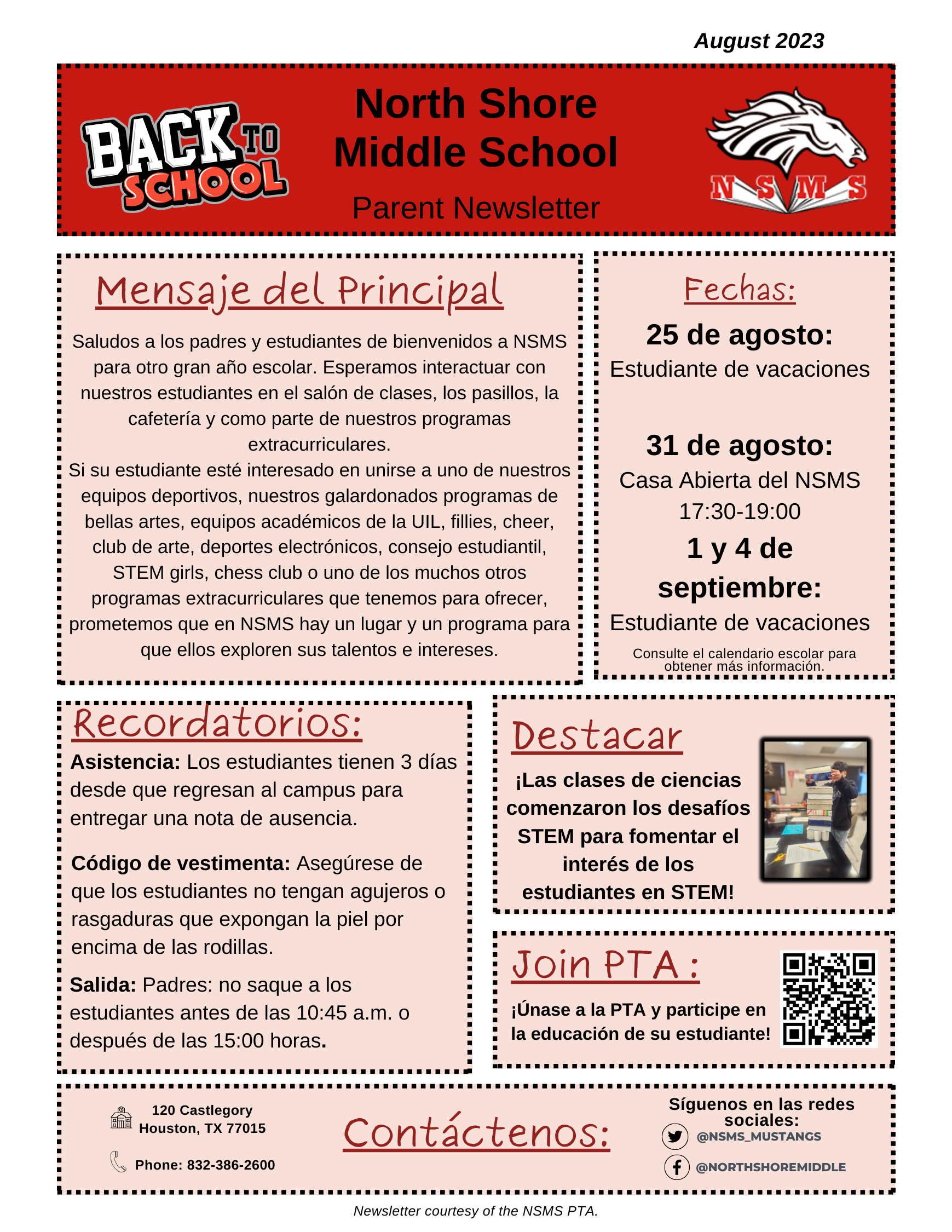 August parent newsletter